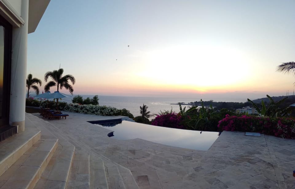 Pool view, Sea view, Swimming pool, Sunset