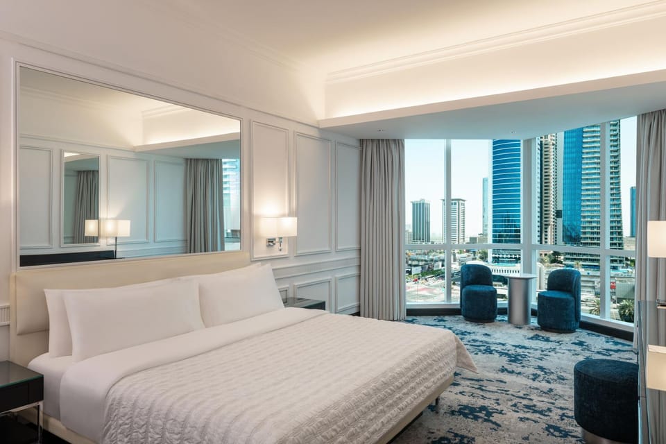 Bed, Bedroom, City view