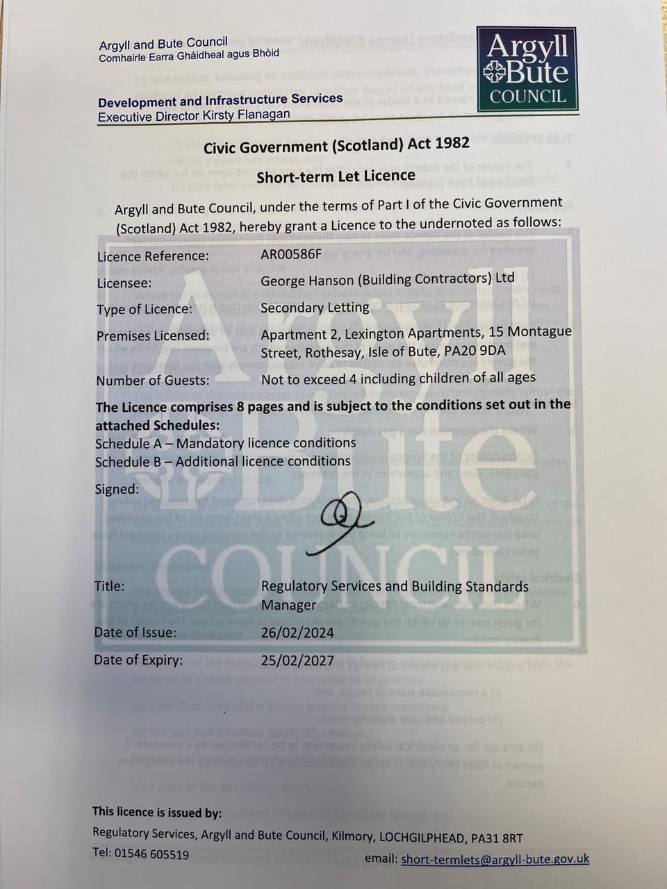 Lexington Apartments, entire apartment, sea view, private parking, wifi Apartment in Scotland