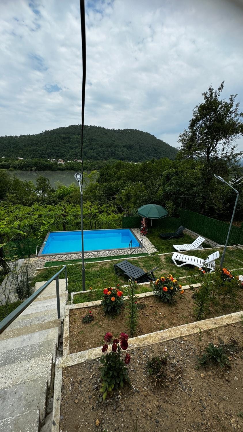 Natural landscape, Garden, Garden view, Mountain view, Pool view, Swimming pool, sunbed