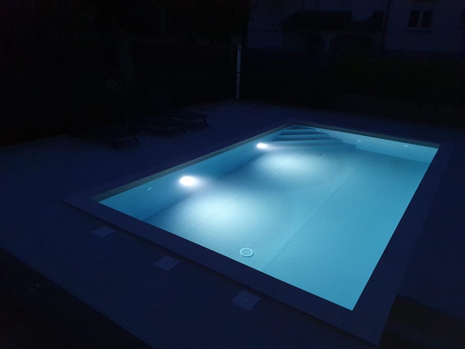 Night, Pool view, Swimming pool