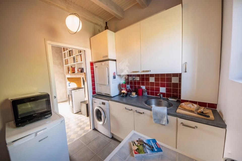 Kitchen or kitchenette, microwave