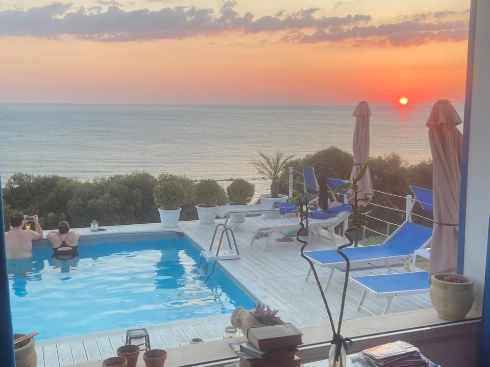 Natural landscape, Pool view, Sea view, Swimming pool, Swimming pool, Sunset, sunbed