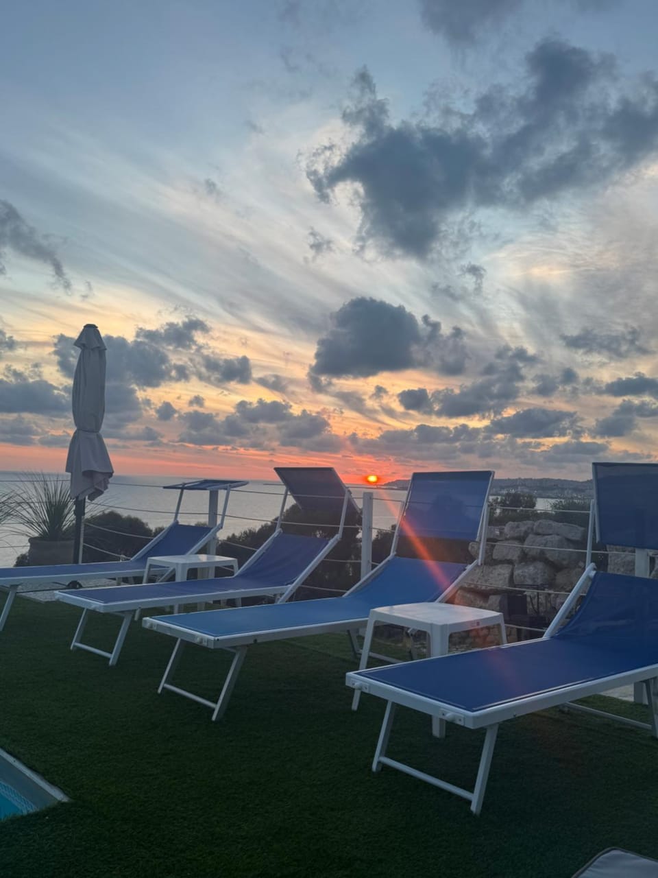Natural landscape, Sea view, Sunset, sunbed
