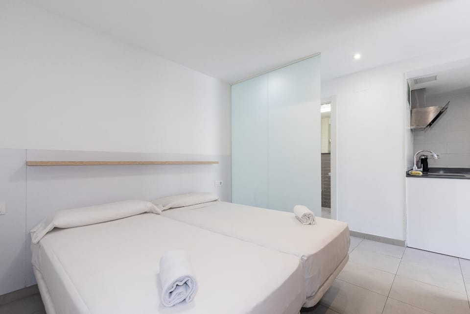 Bed, Bathroom, Kitchen or kitchenette