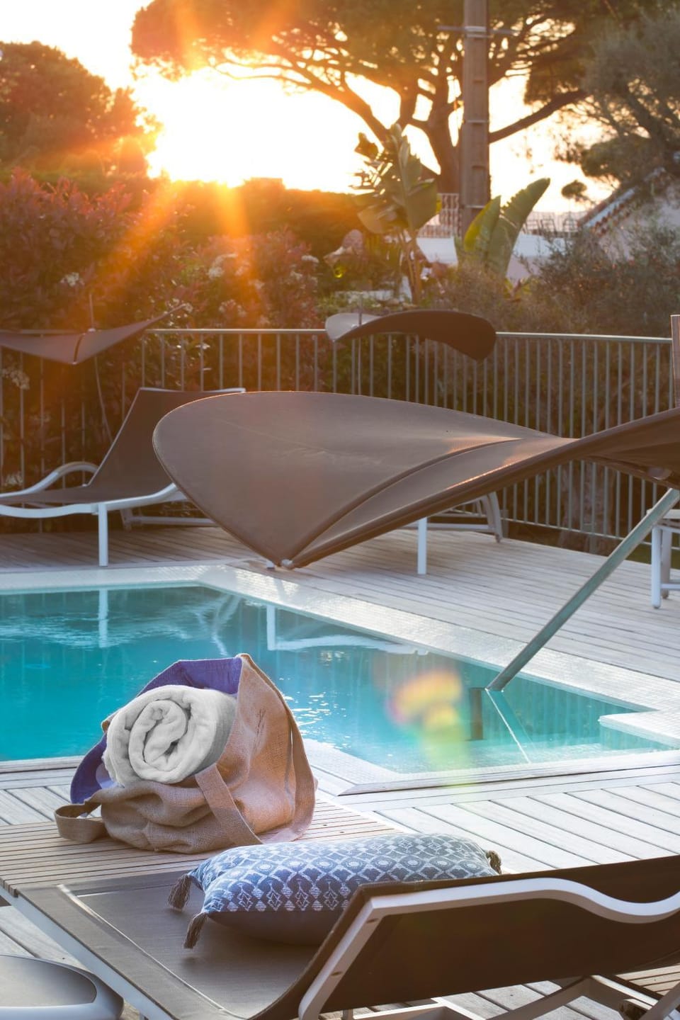 Natural landscape, Pool view, Swimming pool, Sunset