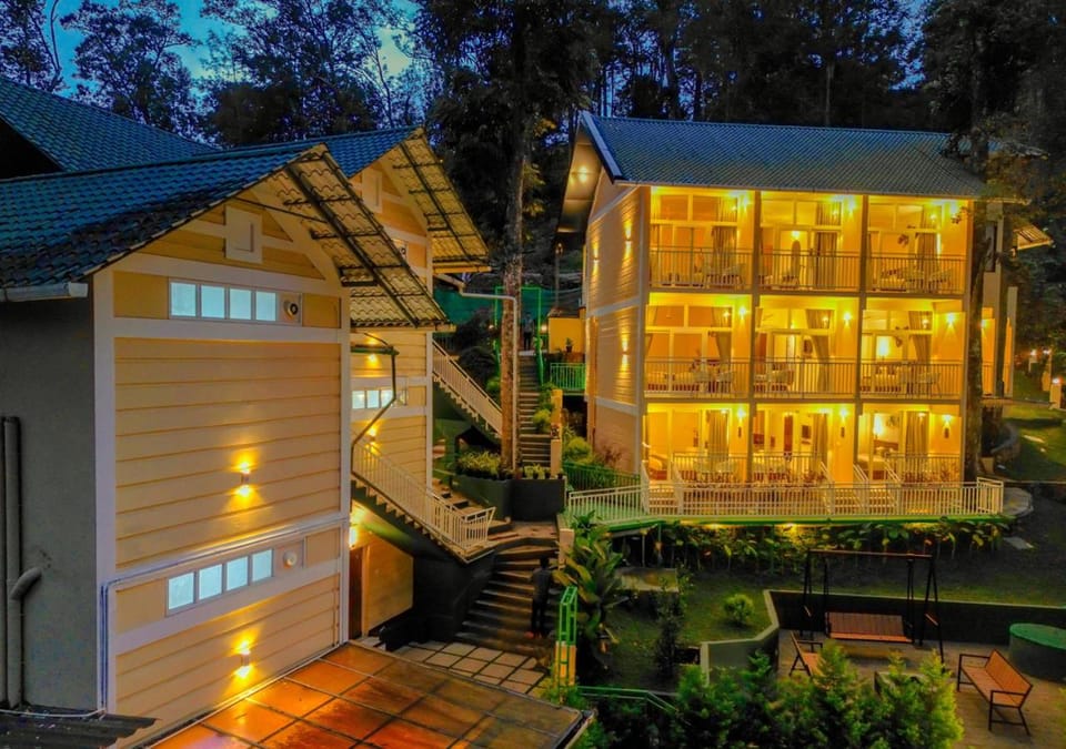 Property building, Spring, Night, Garden, Garden view
