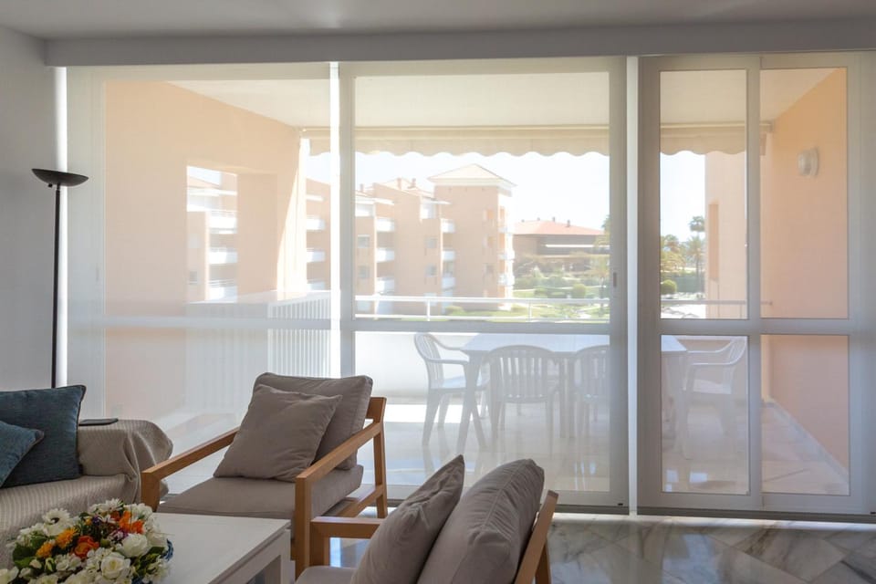 Balcony/Terrace, Living room, Garden view, Pool view, Sea view