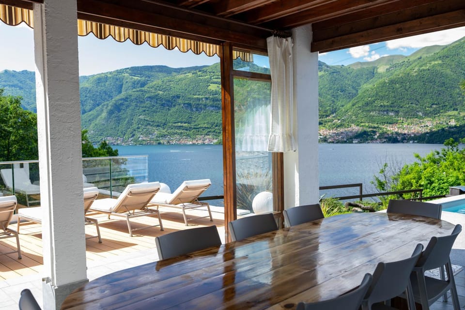 Patio, Day, Natural landscape, View (from property/room), Balcony/Terrace, Living room, Seating area, Dining area, Lake view, Mountain view, Sea view