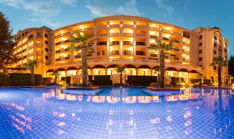 Property building, Night, Pool view, Swimming pool