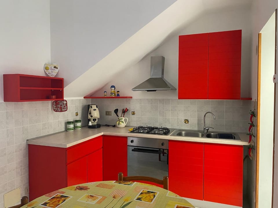 Kitchen or kitchenette, stove