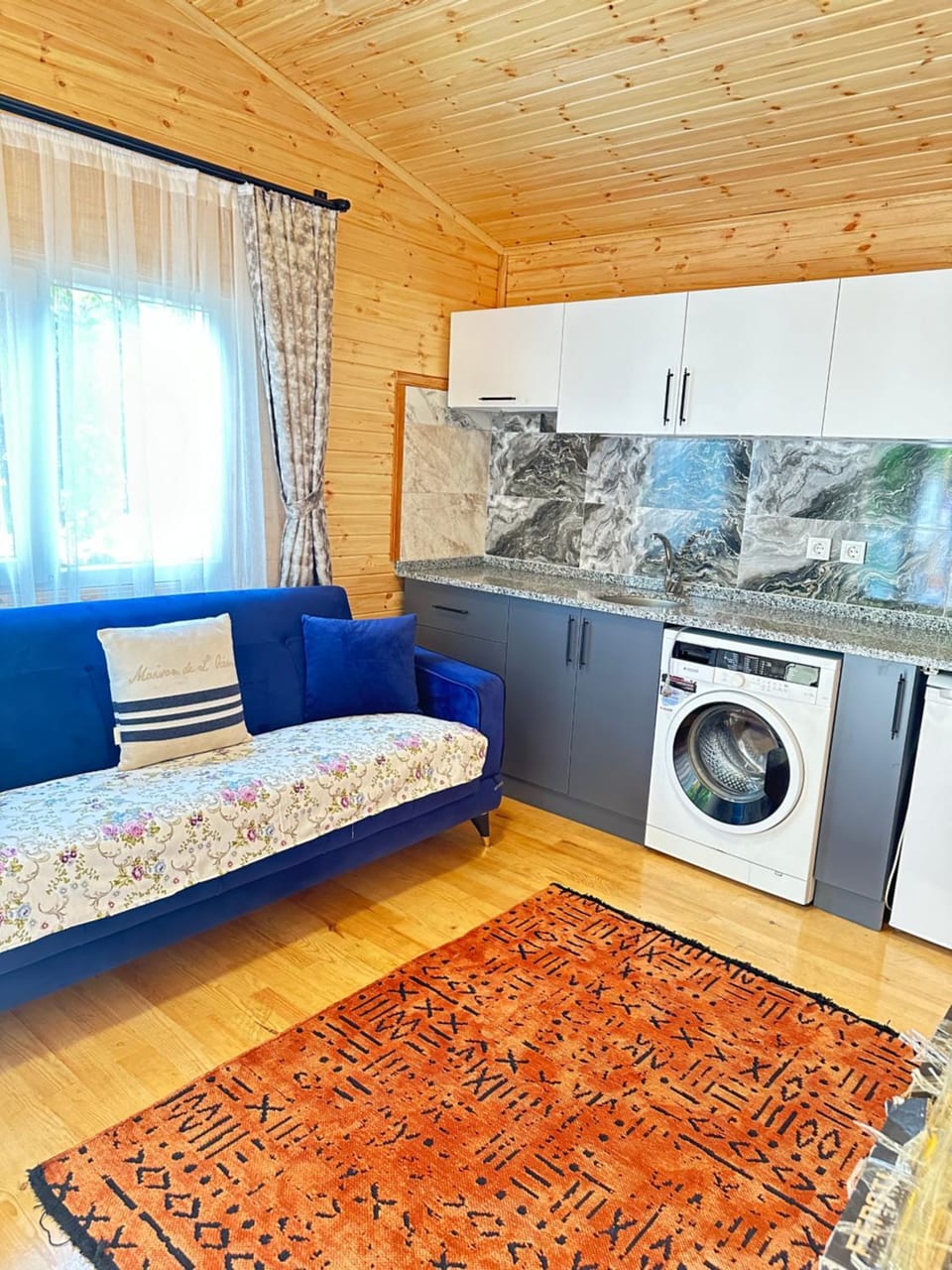 Living room, Bedroom, oven, washing machine
