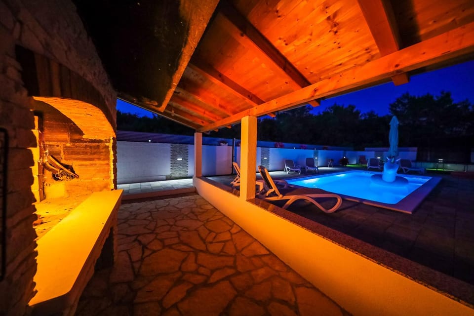 Night, Pool view, Swimming pool