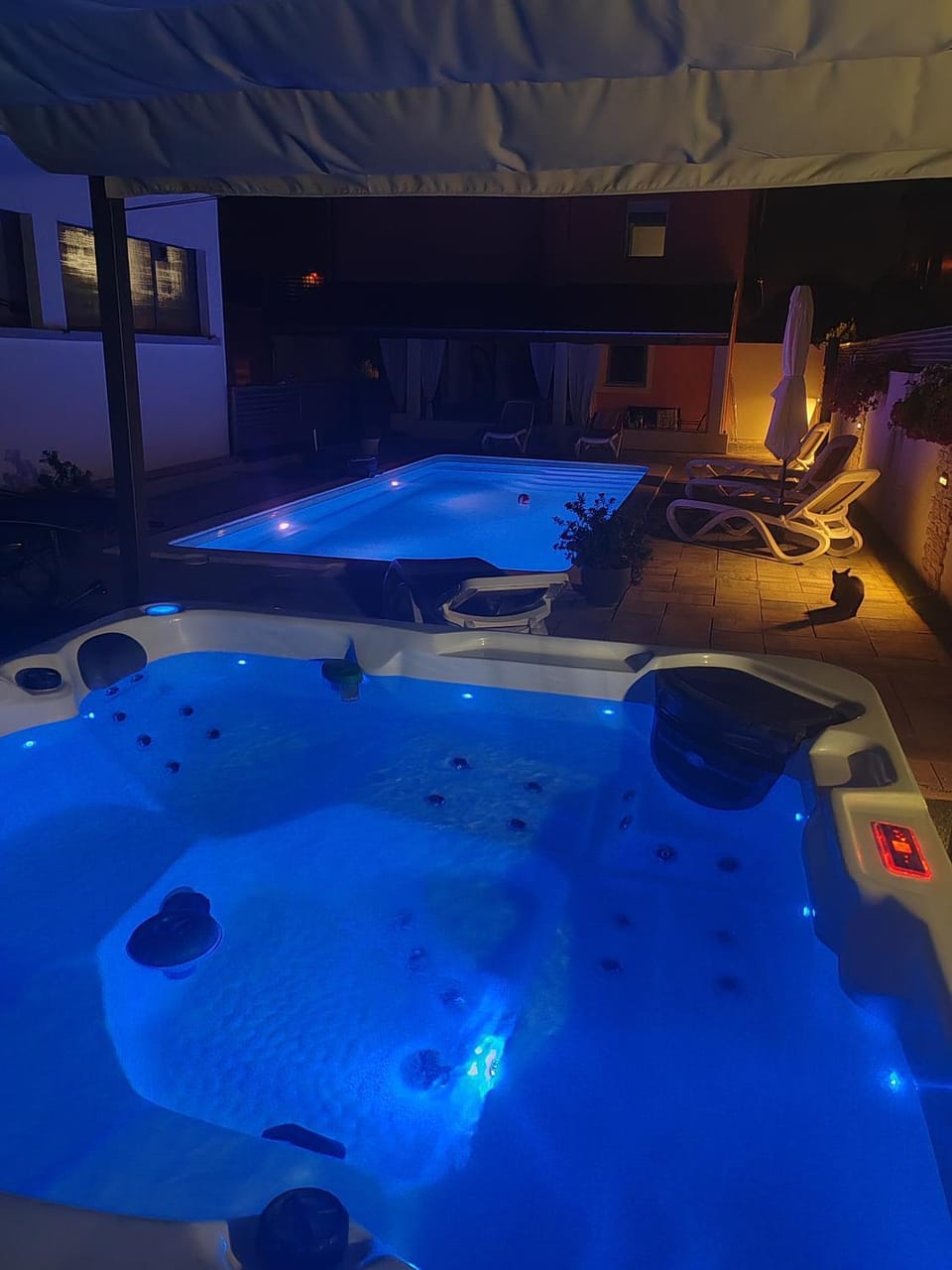 Night, Hot Tub, Pool view, Swimming pool