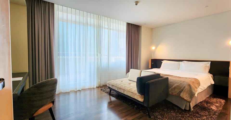 Bed, wardrobe