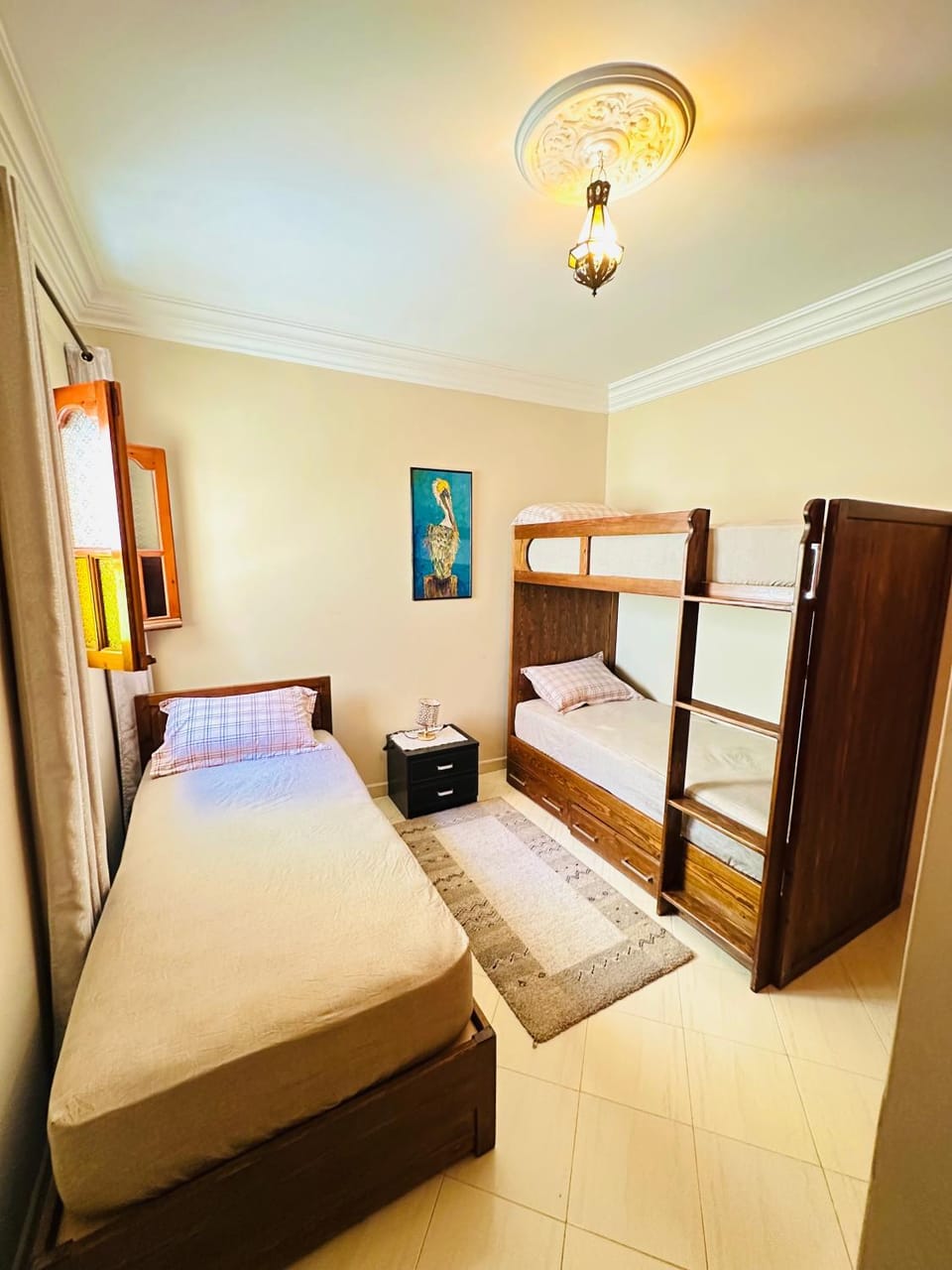 Bed, Photo of the whole room, Bedroom, bunk bed, wardrobe