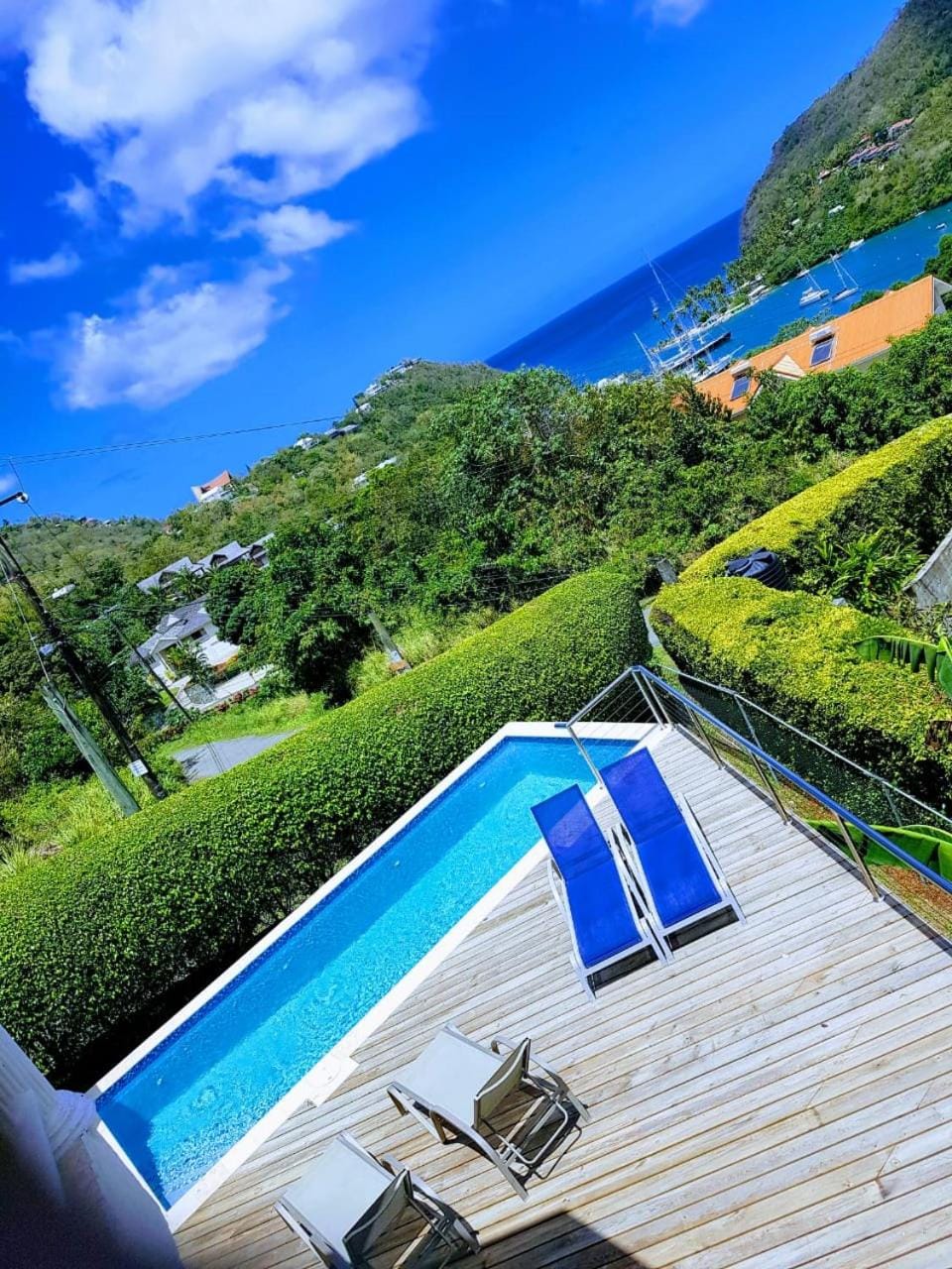 Pool view, Sea view, sunbed