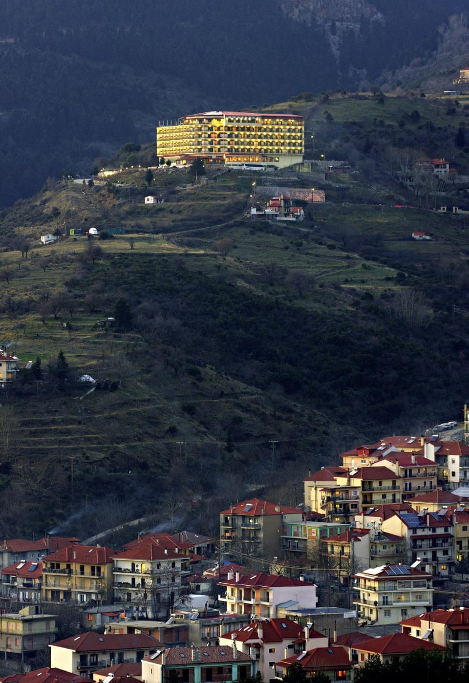 Property building, Off site, Bird's eye view, Winter, City view, Mountain view, Sunrise