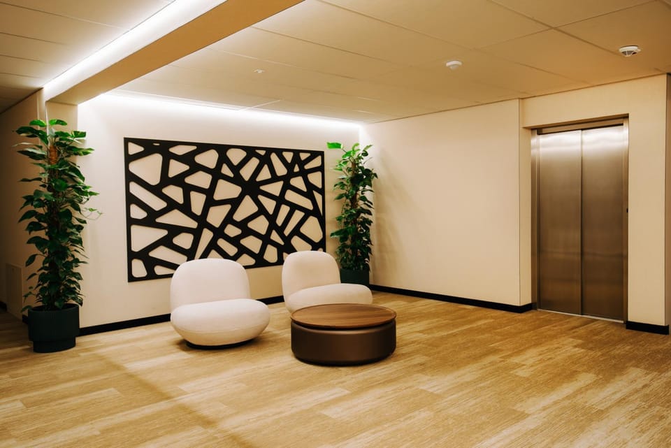 Seating area, elevator