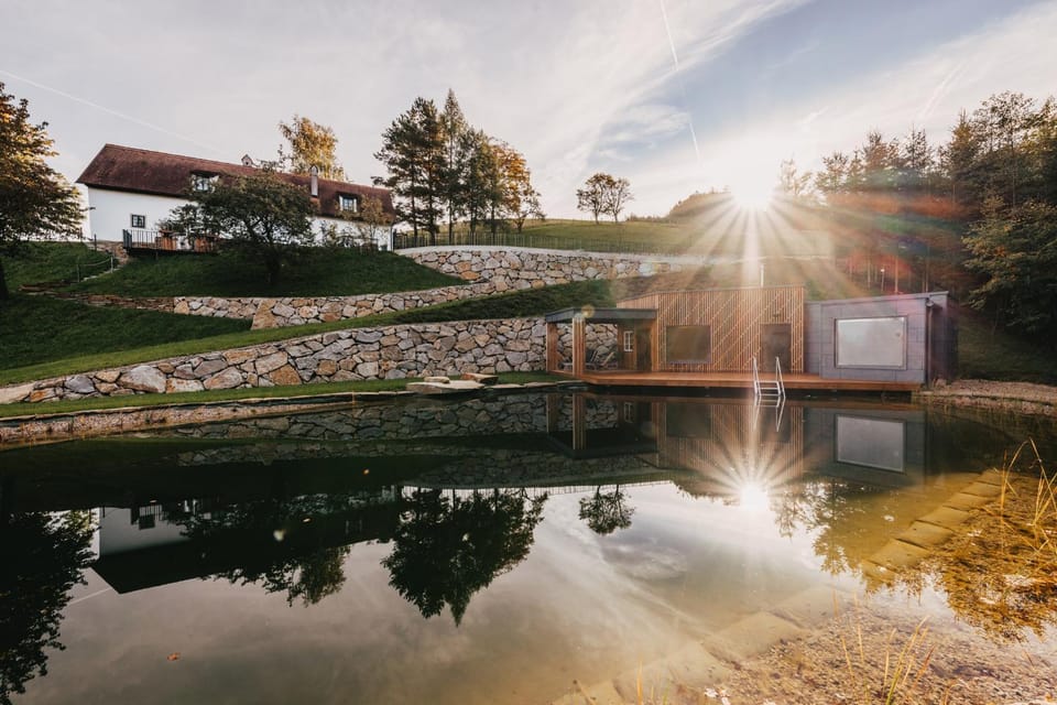 Garden, Balcony/Terrace, Autumn, On site, Swimming pool, Sunset, Open Air Bath