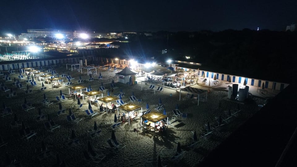 Night, Bird's eye view, Beach