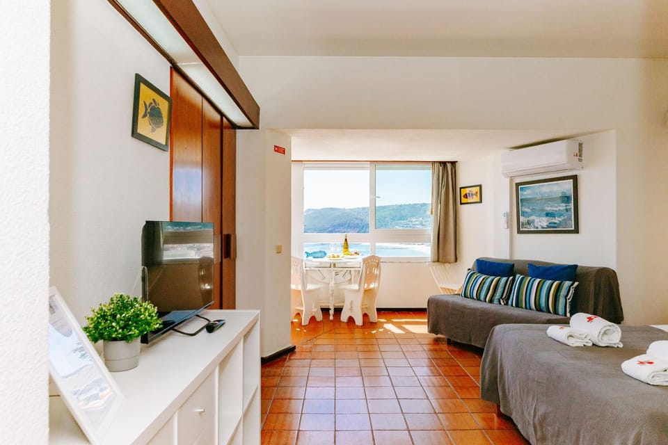 Bed, Natural landscape, TV and multimedia, Living room, Photo of the whole room, Dining area, Bedroom, Sea view, air conditioner