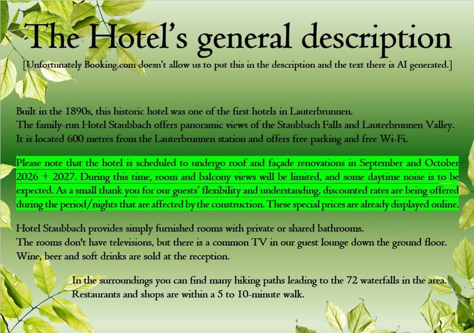 Hotel Staubbach Hotel in Lauterbrunnen