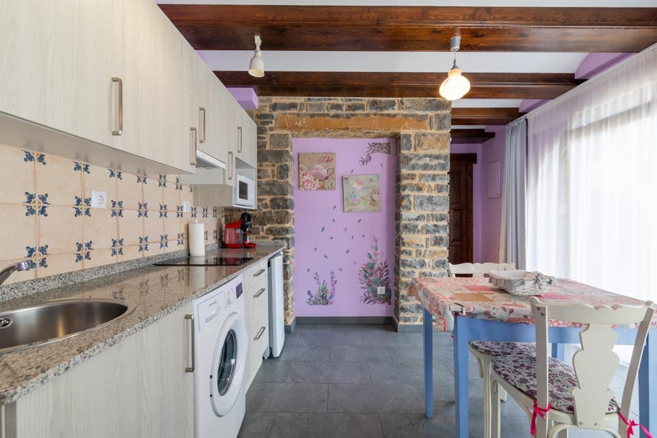 Kitchen or kitchenette, Dining area, minibar, stove, washing machine