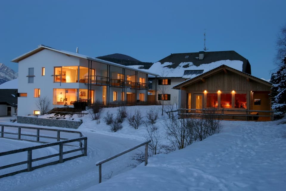 Property building, Night, Winter