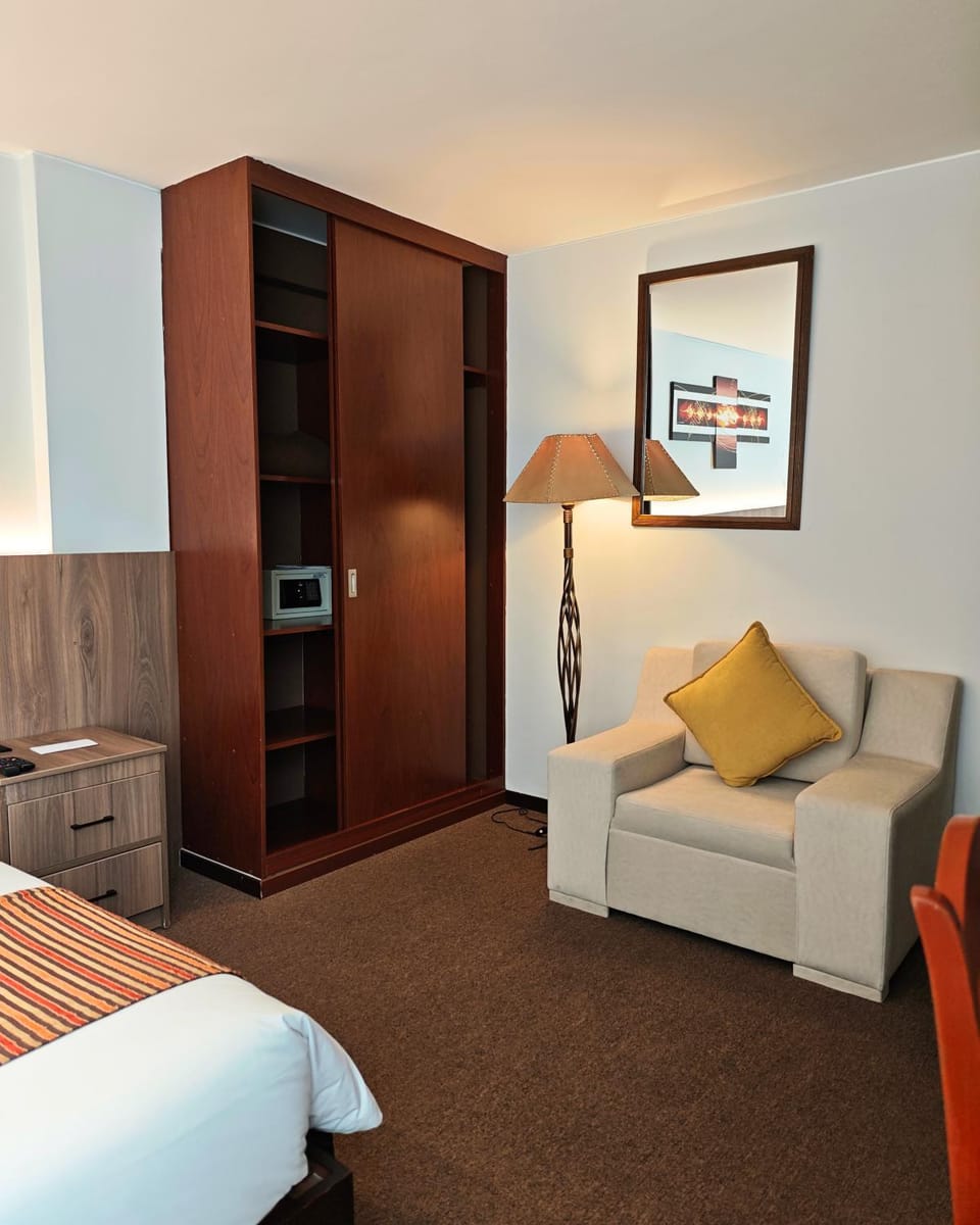 Seating area, wardrobe