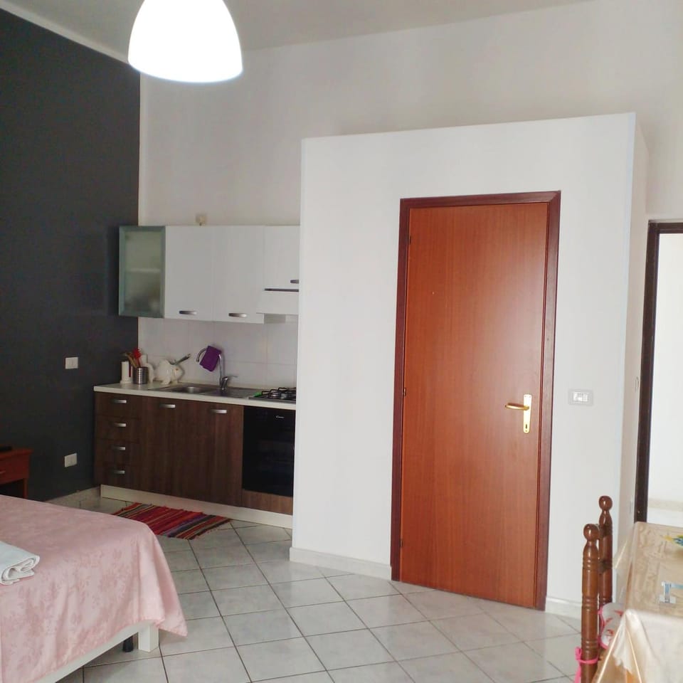 Kitchen or kitchenette, stove