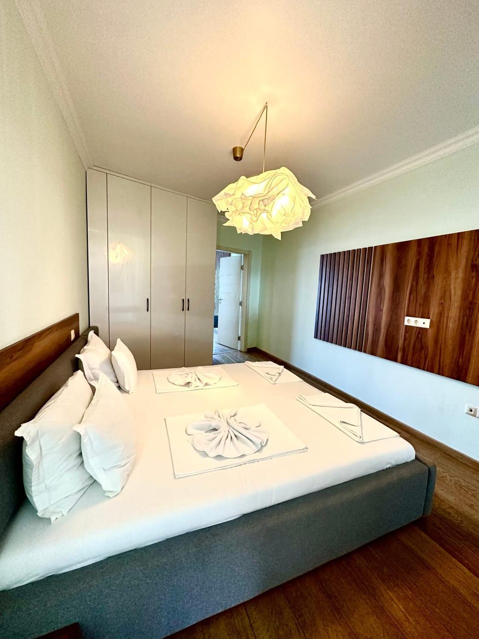 Bed, Photo of the whole room, Bedroom, towels, wardrobe