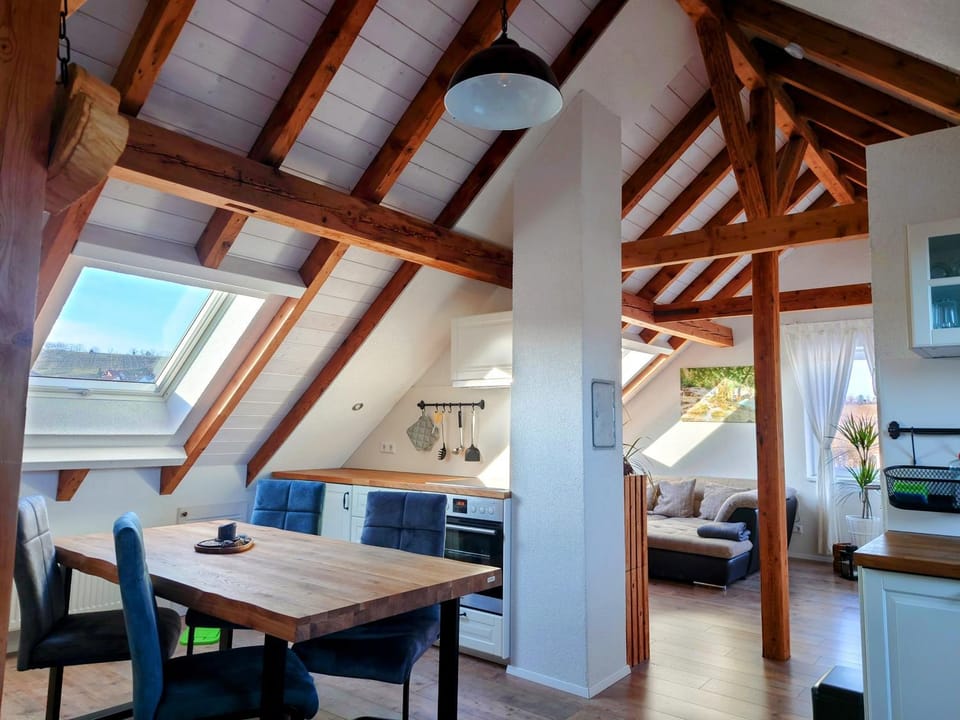 Kitchen or kitchenette, Living room, Seating area, Dining area, stove