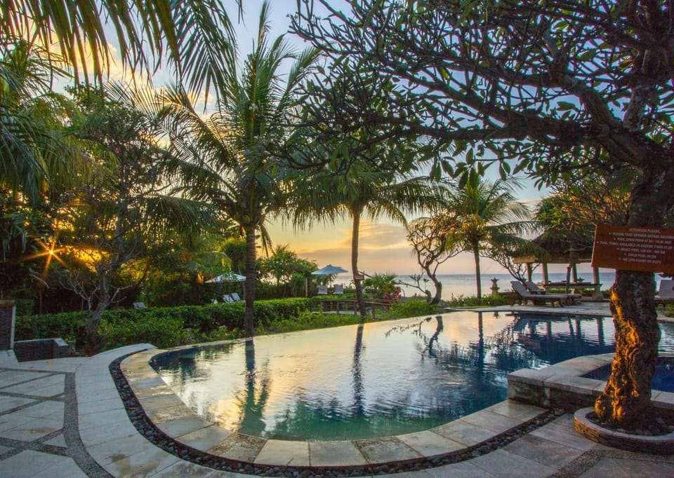Summer, Garden, Beach, Swimming pool, Sunset