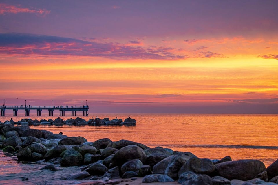 Beach, Sea view, Sunset