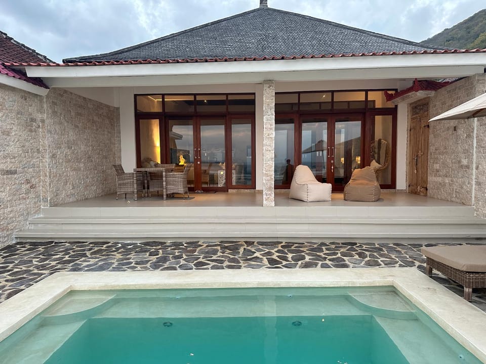 Patio, Natural landscape, Pool view, Swimming pool, sunbed