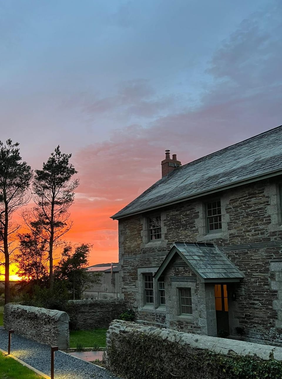 Property building, Garden view, Sunset