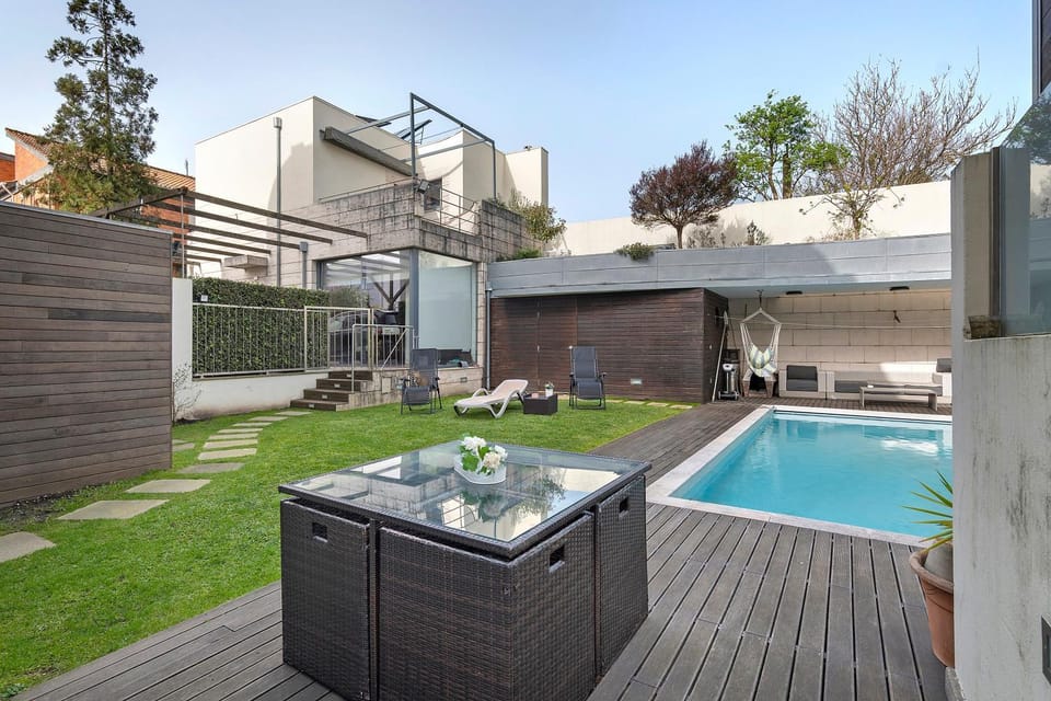 Property building, Living room, Swimming pool