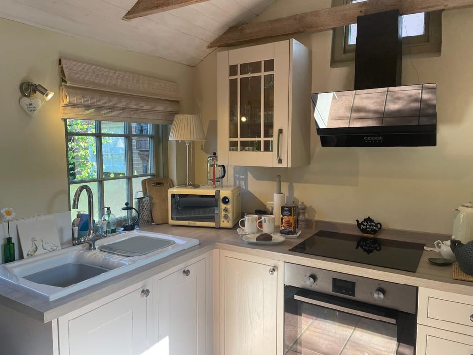 Kitchen or kitchenette, dishwasher, stove