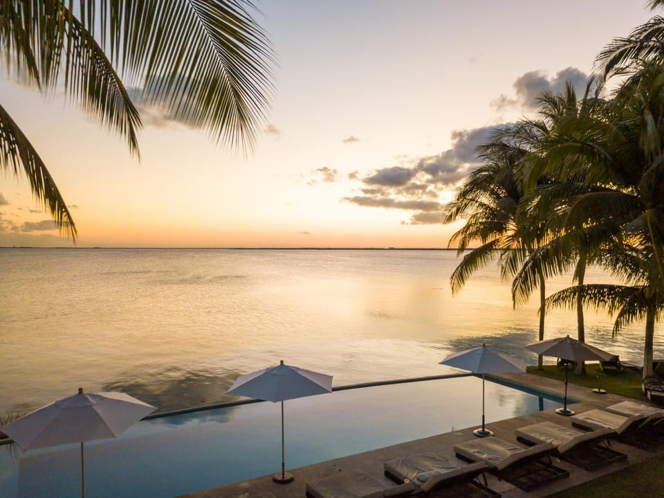 Pool view, Swimming pool, Sunset