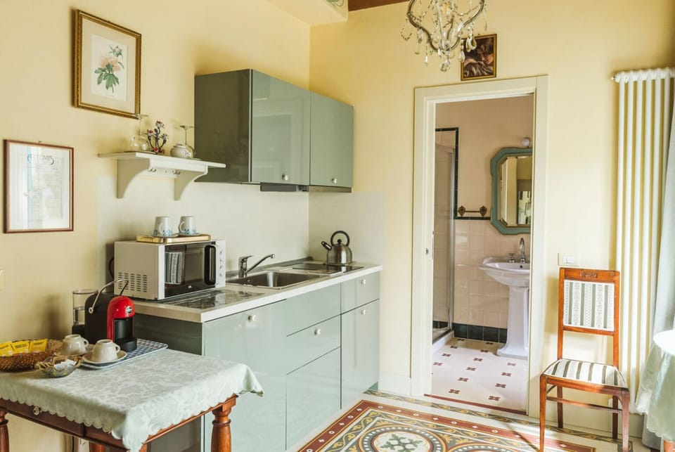 Coffee/tea facilities, Kitchen or kitchenette, stove