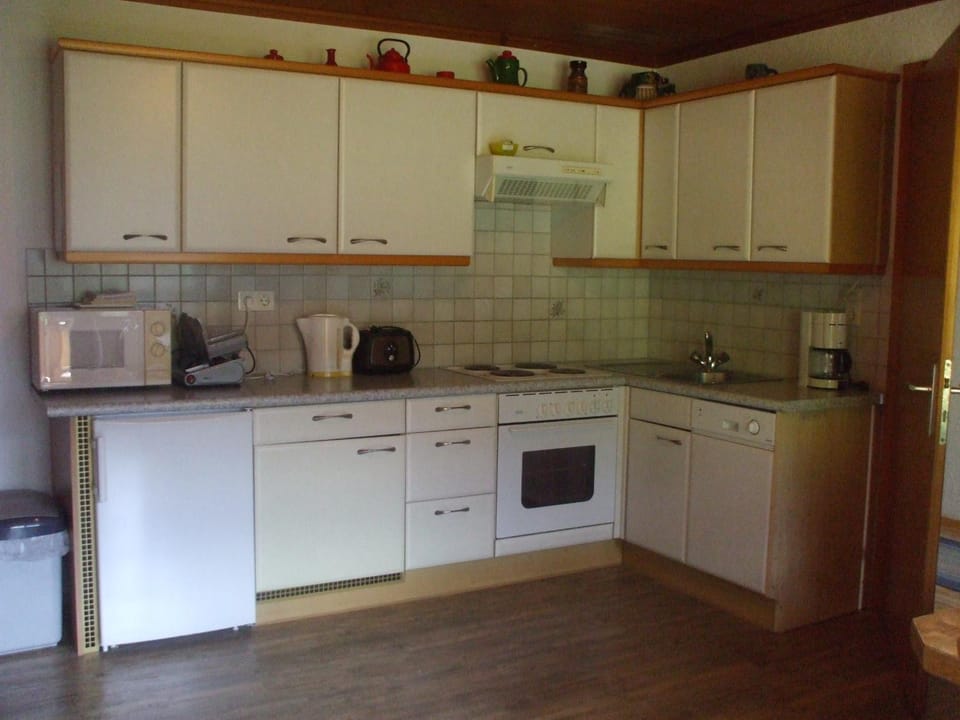 Kitchen or kitchenette, dishwasher, oven, stove