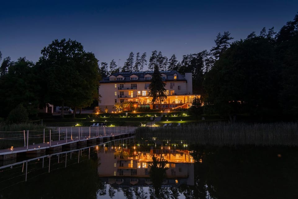 Property building, Night, Natural landscape, Lake view
