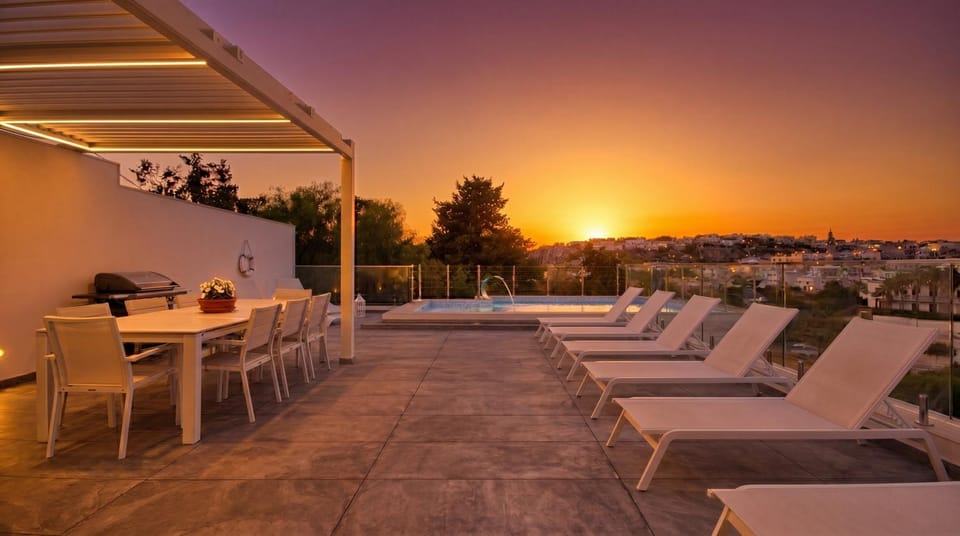 Patio, Day, Natural landscape, View (from property/room), Balcony/Terrace, Living room, Seating area, Sunrise, Sunset