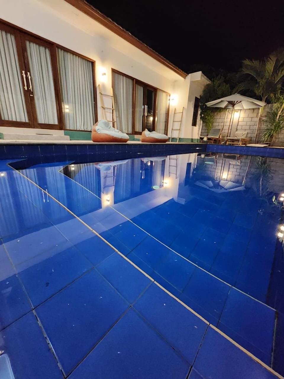 Night, Pool view, Swimming pool