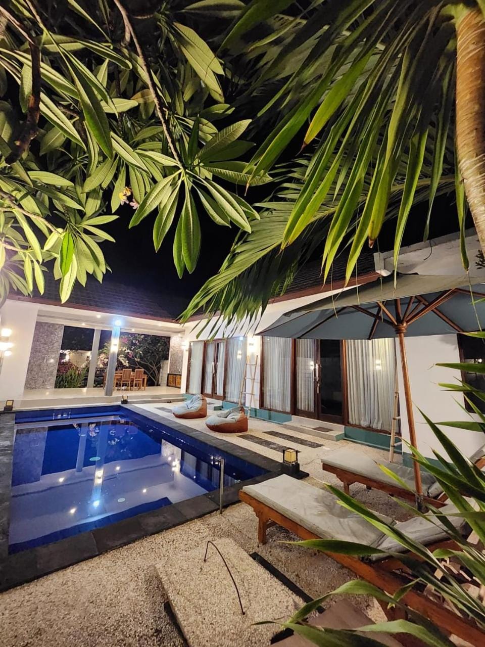Night, Pool view, Swimming pool