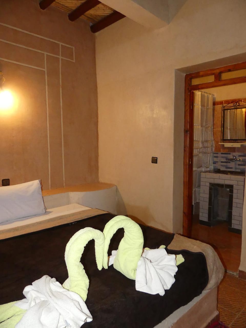 Bed, Bathroom, towels