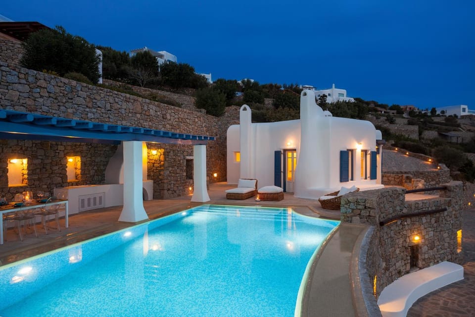 Patio, Night, Natural landscape, Pool view, Swimming pool