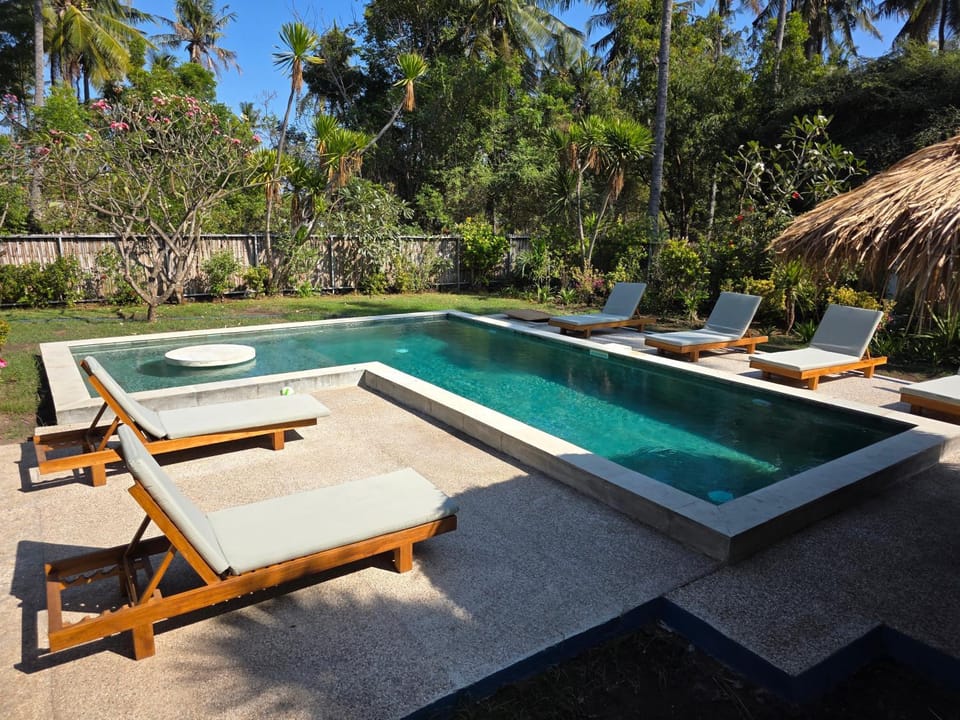 Day, Natural landscape, Garden, Garden view, Pool view, Swimming pool, sunbed