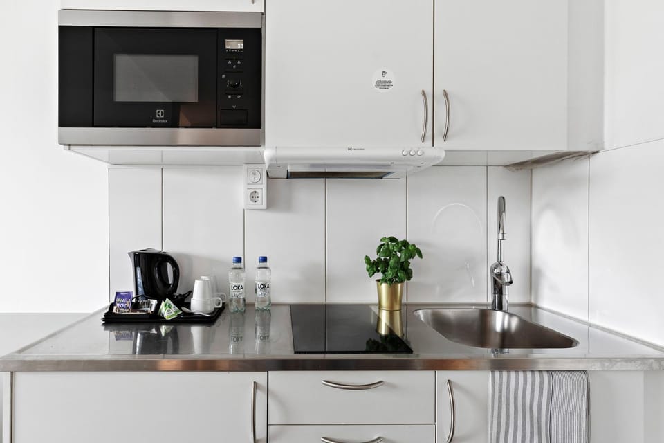 Kitchen or kitchenette, minibar, stove